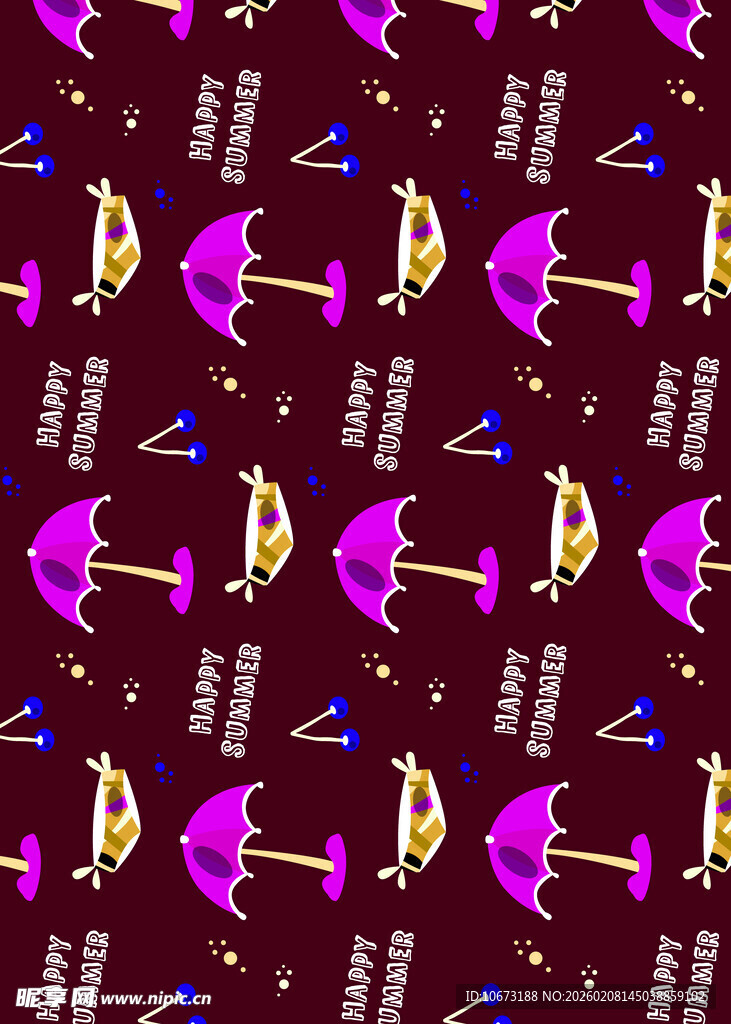 紫色背景雨伞图案设计