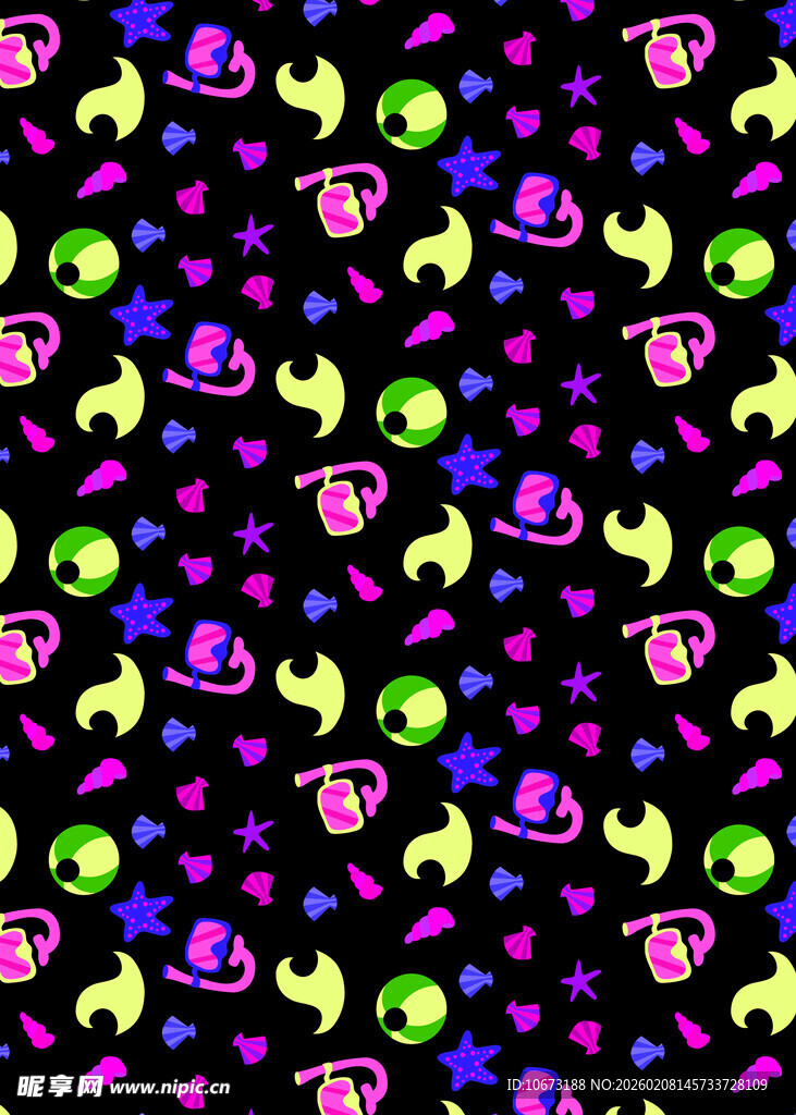 多彩卡通图案背景纹理