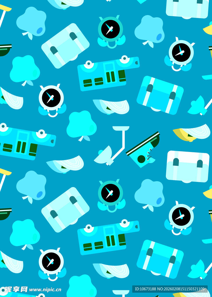 蓝色医疗元素无缝图案