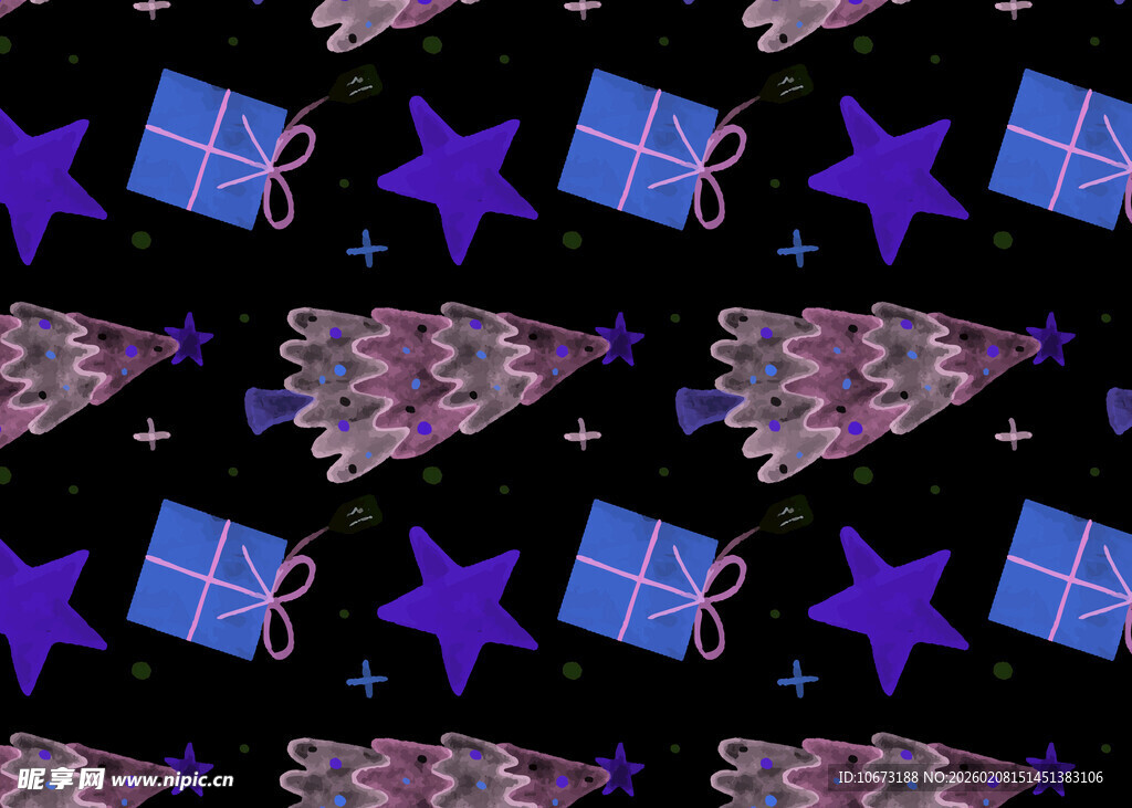 紫色星星礼物图案背景