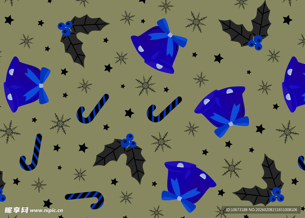 圣诞铃铛雪花装饰图案