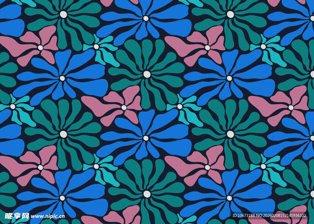 蓝粉花卉几何图案纹理