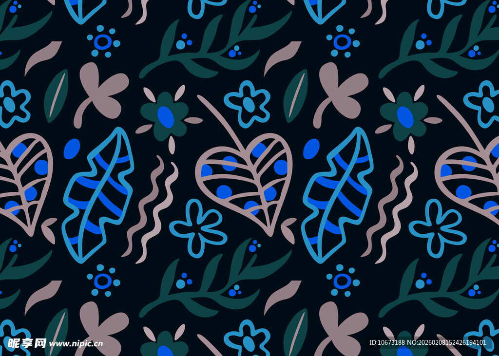 梦幻花卉蝴蝶抽象图案