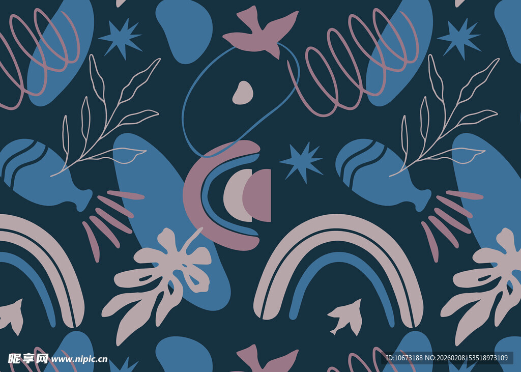 梦幻手绘风多彩图案元素