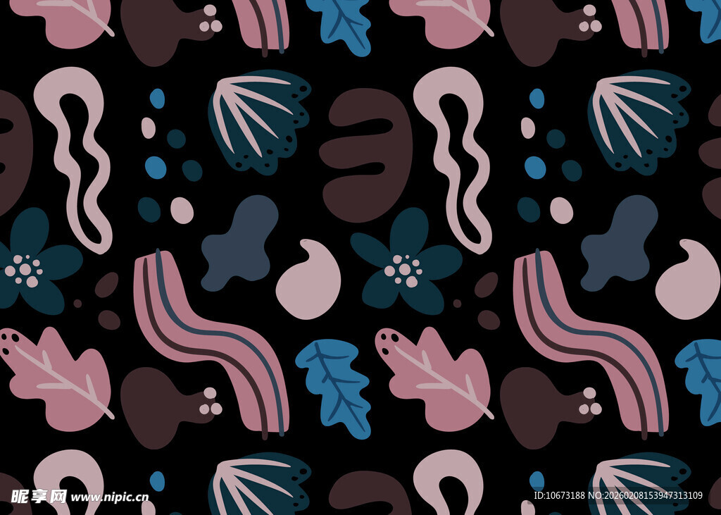 抽象海洋元素无缝图案