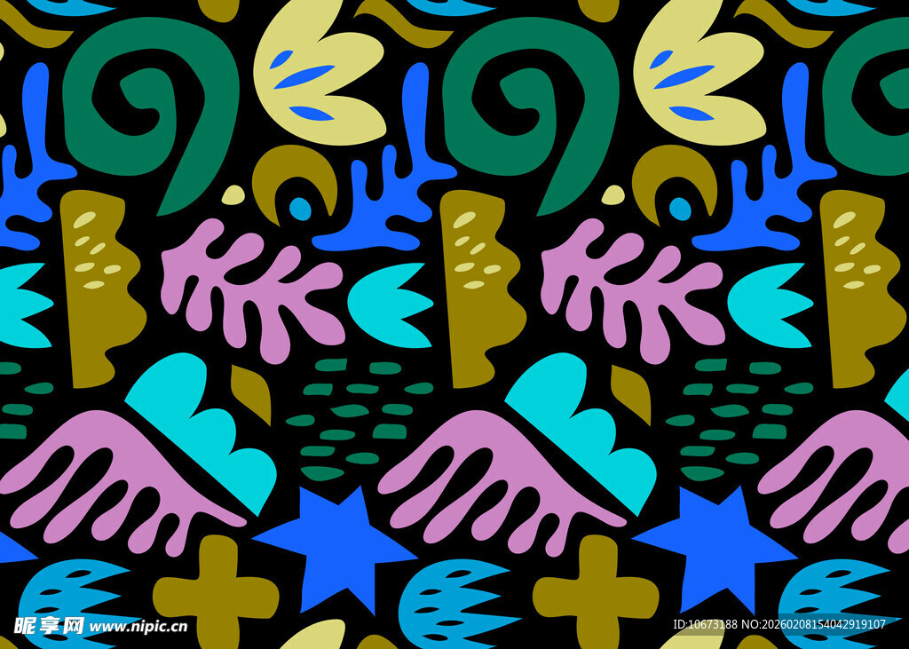 多彩抽象植物几何图案