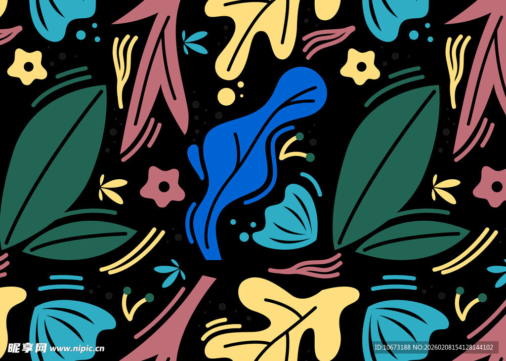 多彩植物图案背景