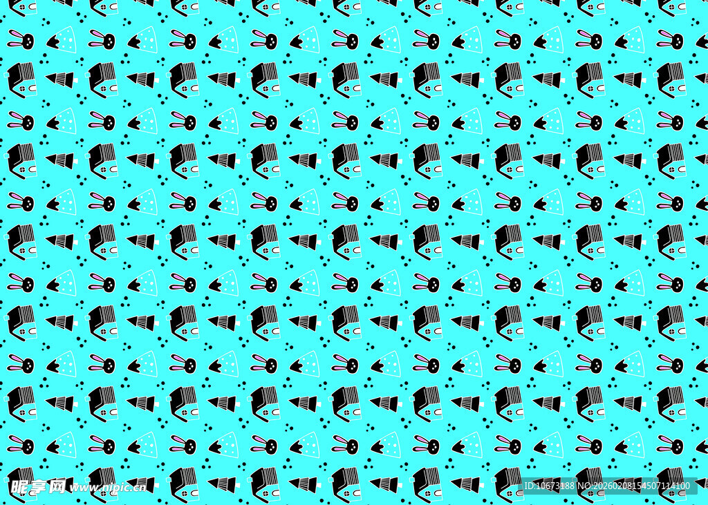 蓝底黑色图案无缝纹理