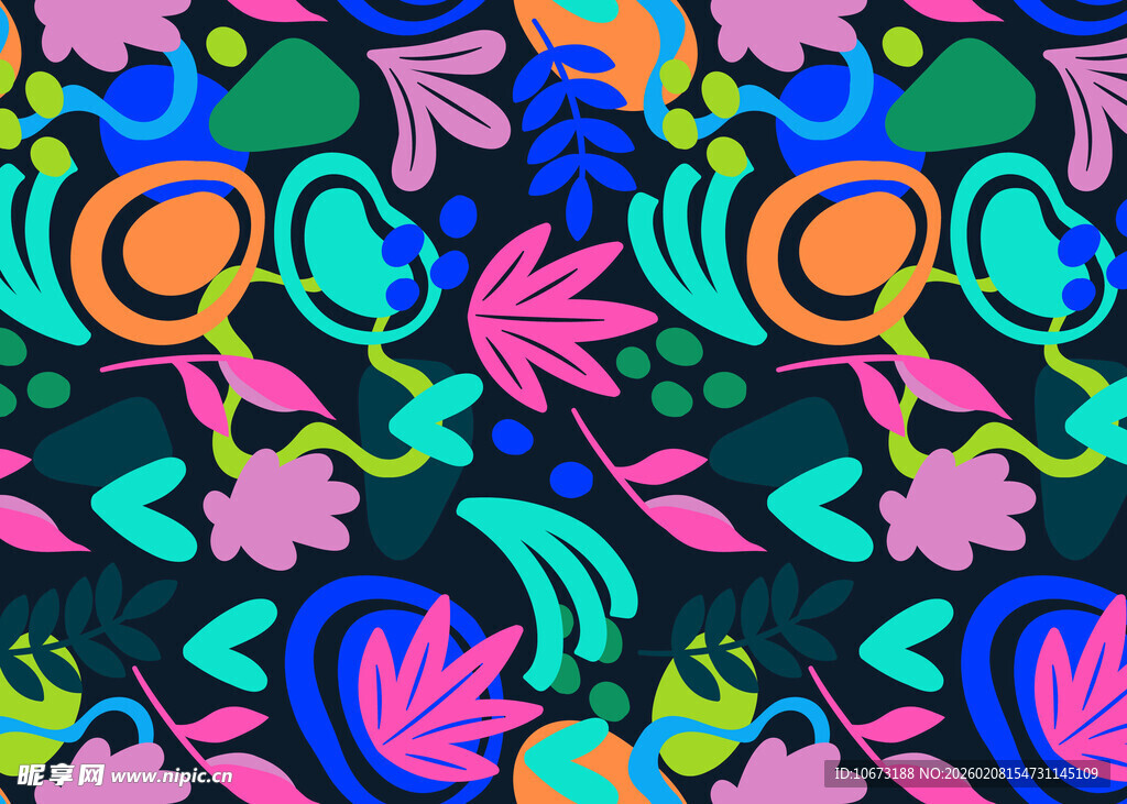 多彩花卉几何图案背景