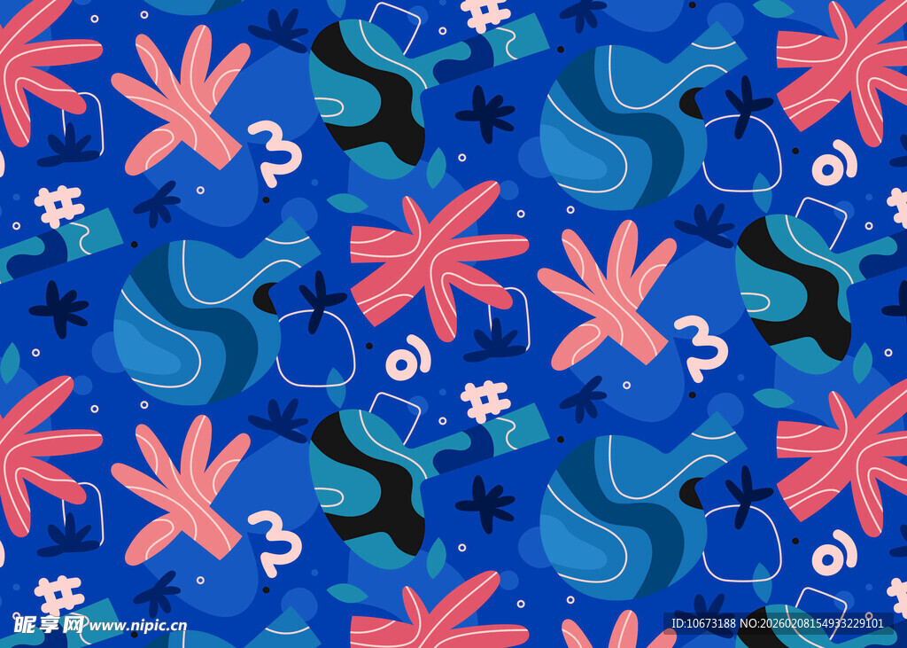 蓝色海洋风抽象图案设计