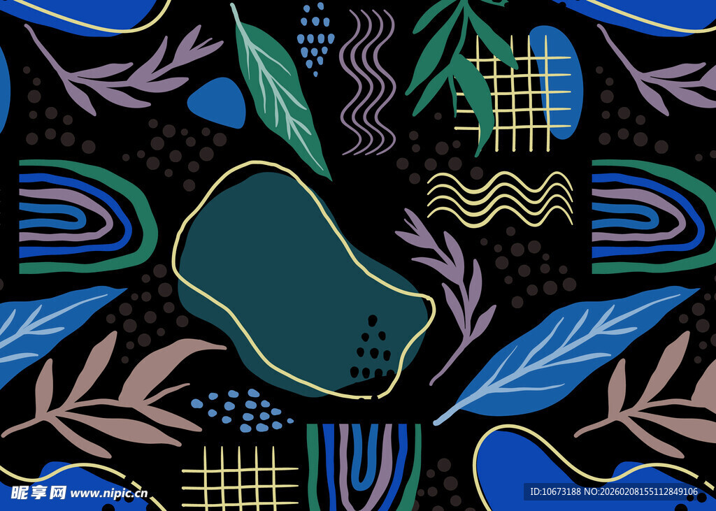 抽象几何植物图案背景