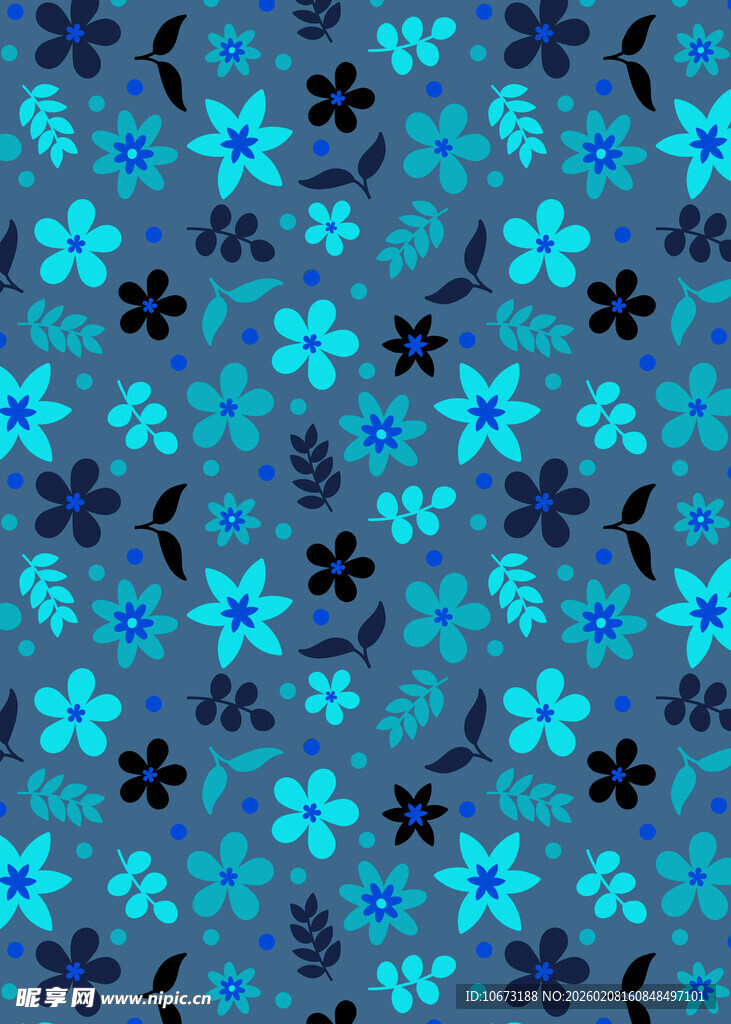 蓝色花卉图案背景纹理
