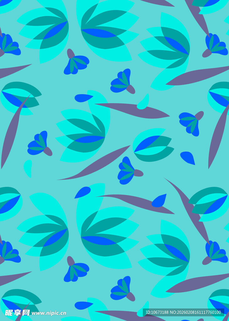 蓝绿花卉图案背景