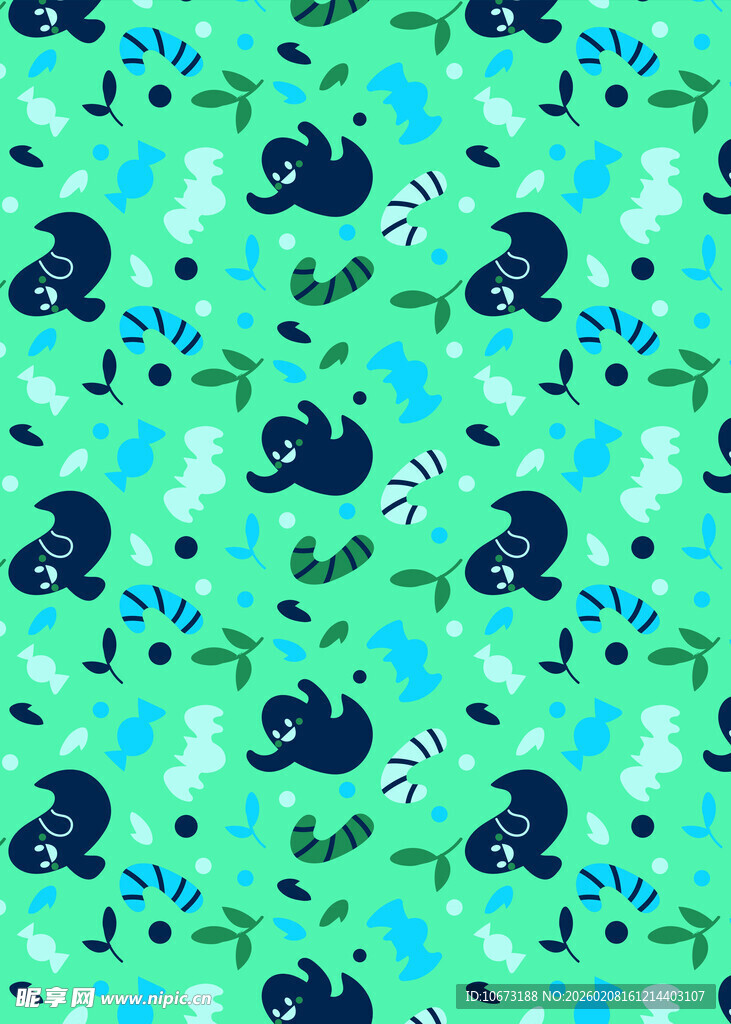 海洋生物图案的清新背景