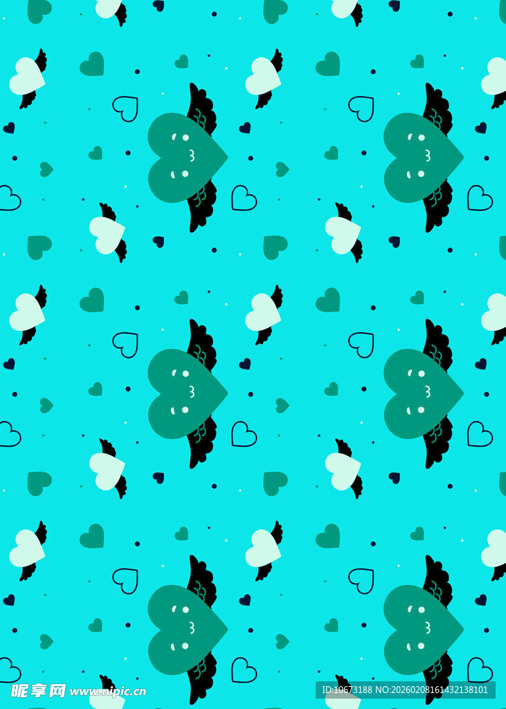 蓝底绿植图案背景