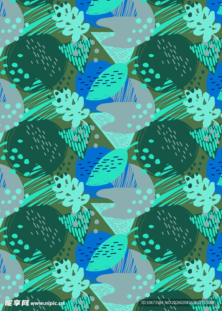 清新几何植物图案纹理