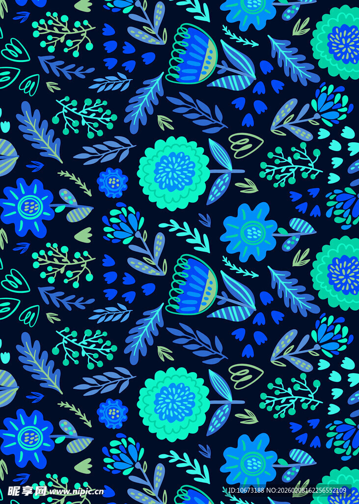 蓝色花卉图案纹理背景