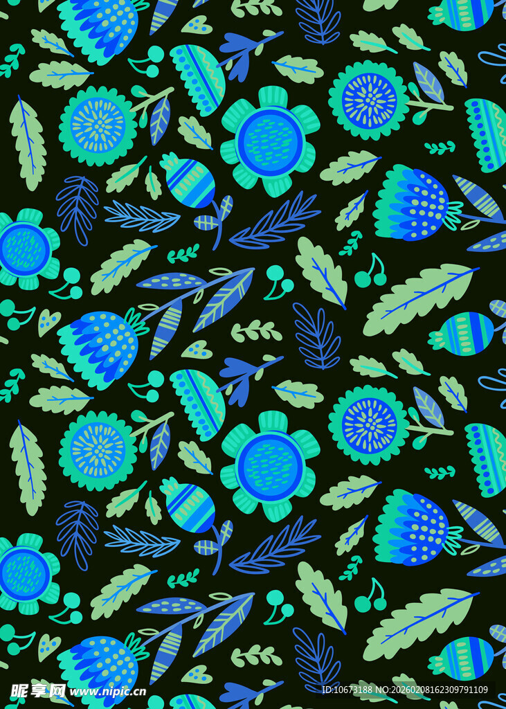 多彩花卉图案布料纹理