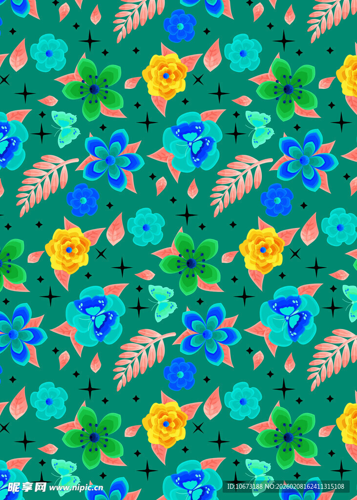 多彩花卉图案背景纹理