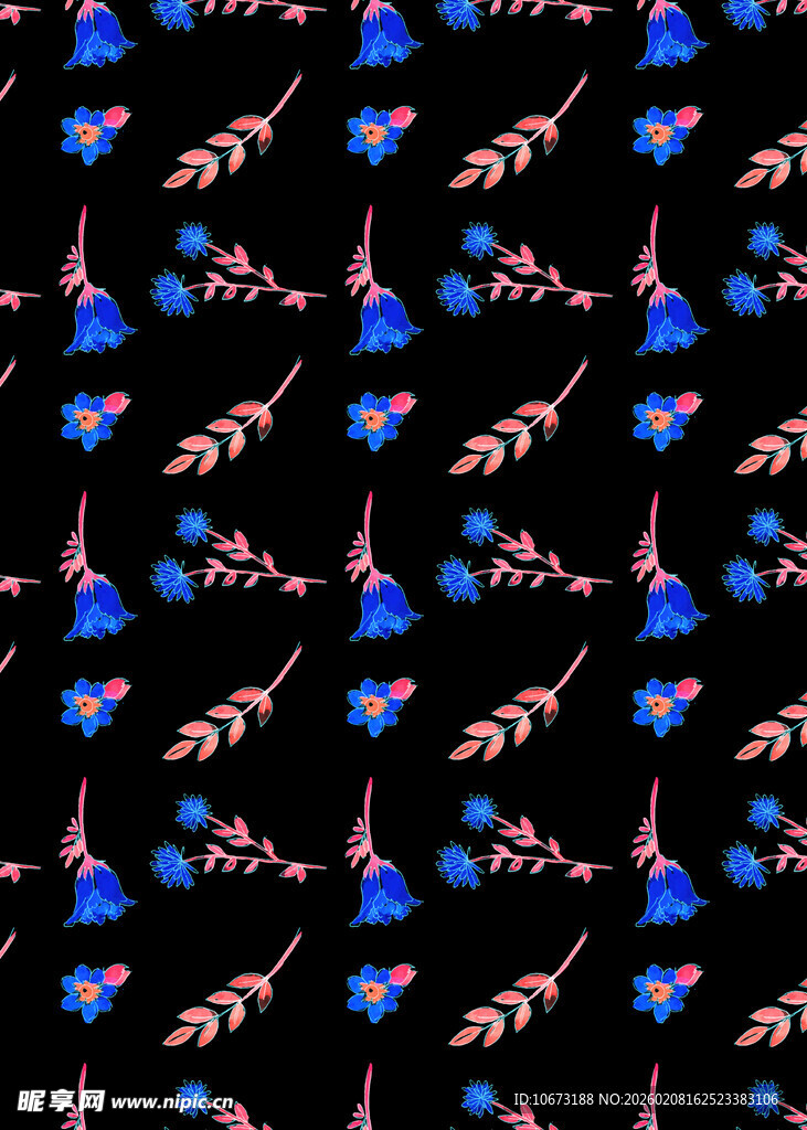 黑色底花卉图案纹理