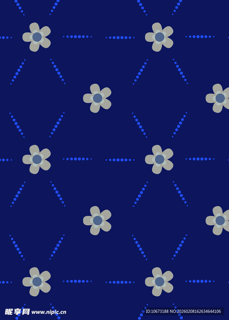蓝色底白花几何图案纹理