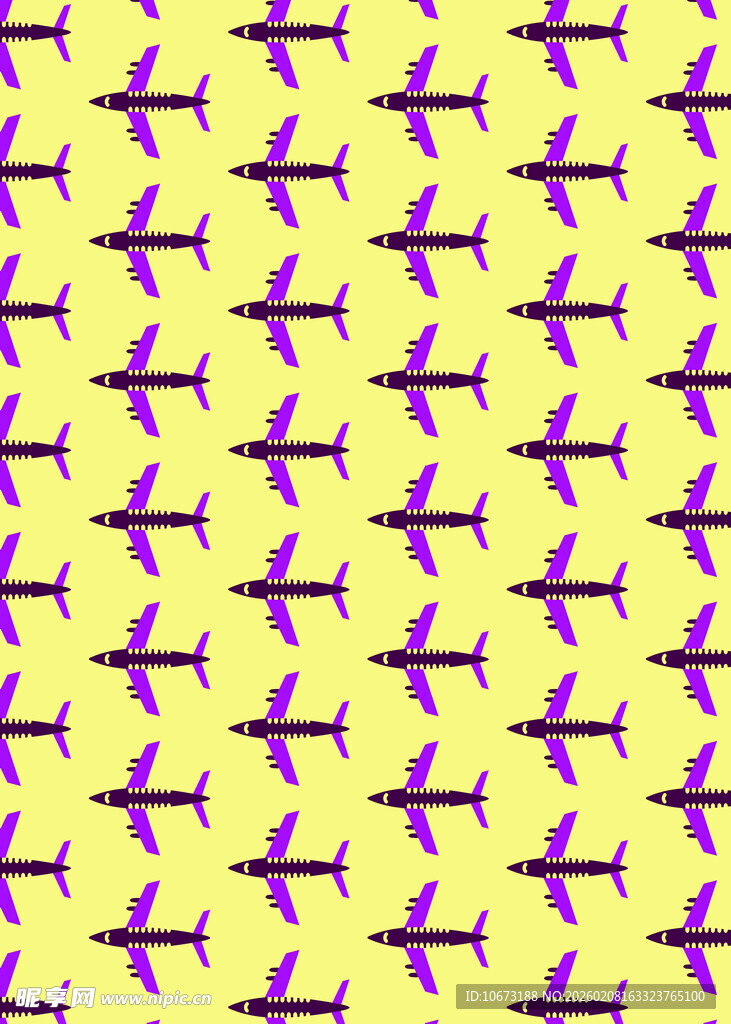 黄色背景紫色飞机图案