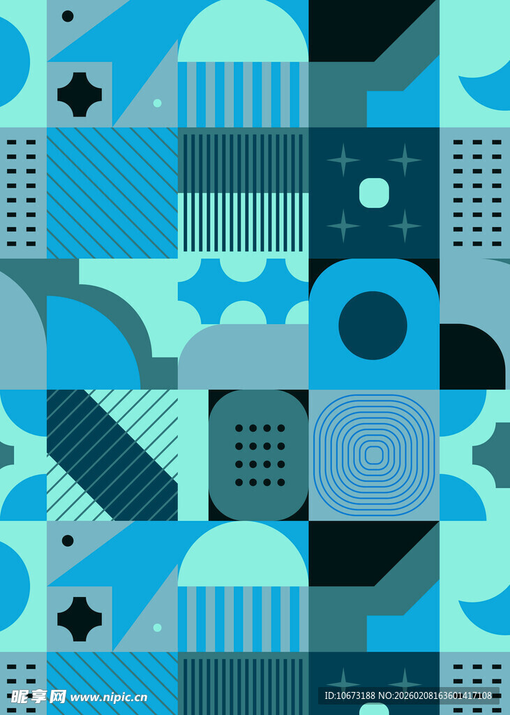 几何抽象风格蓝色图案背景