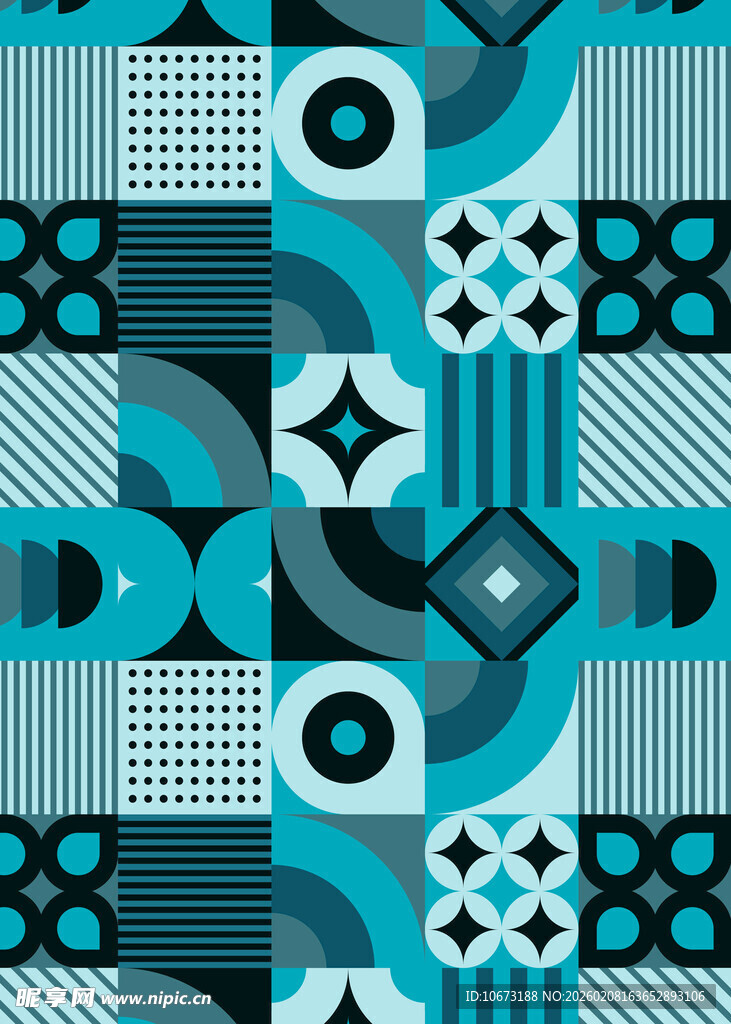 蓝调几何图案拼接纹理