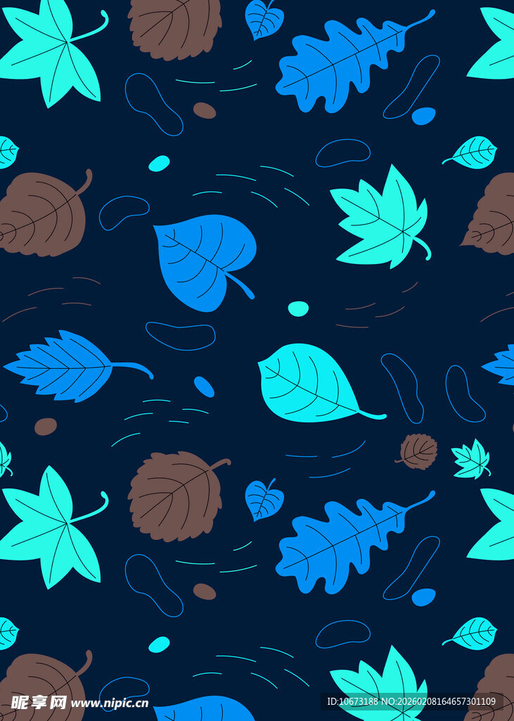 蓝绿树叶图案背景