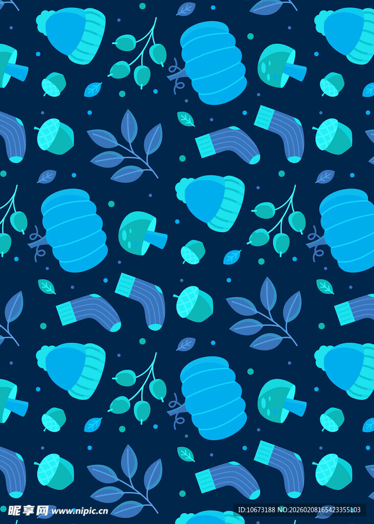 蓝色植物图案背景纹理
