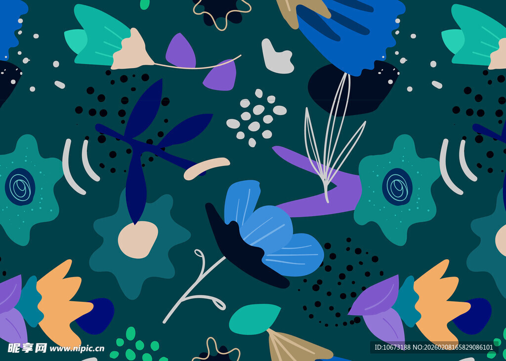 抽象多彩植物图案背景