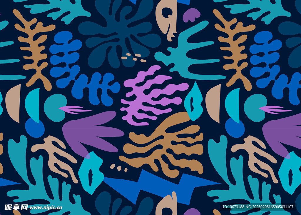 抽象植物几何图案设计