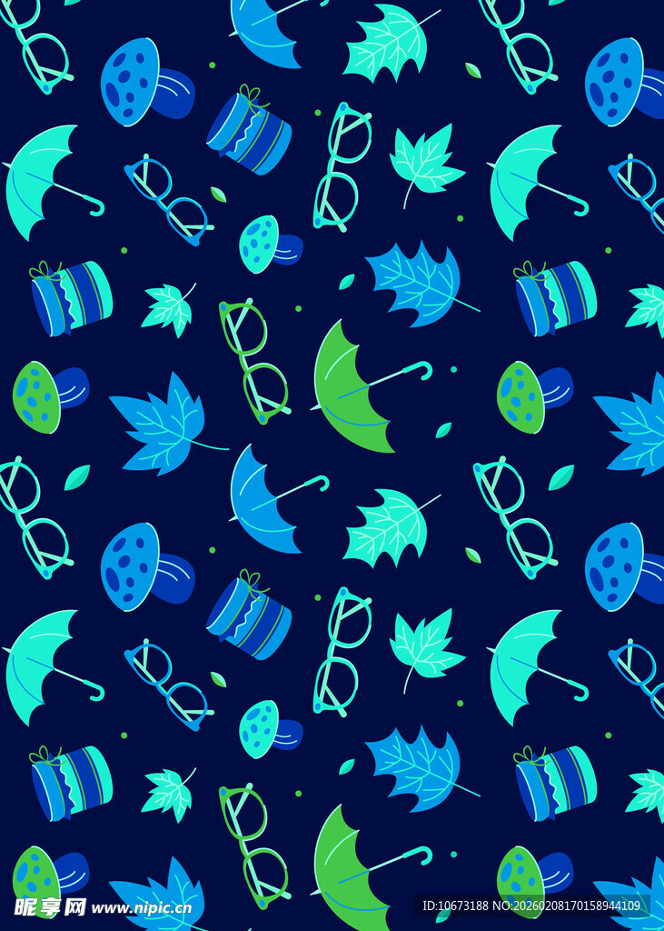 蓝色圣诞元素无缝图案