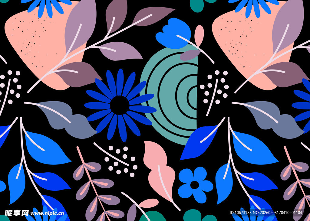 多彩花卉图案背景设计