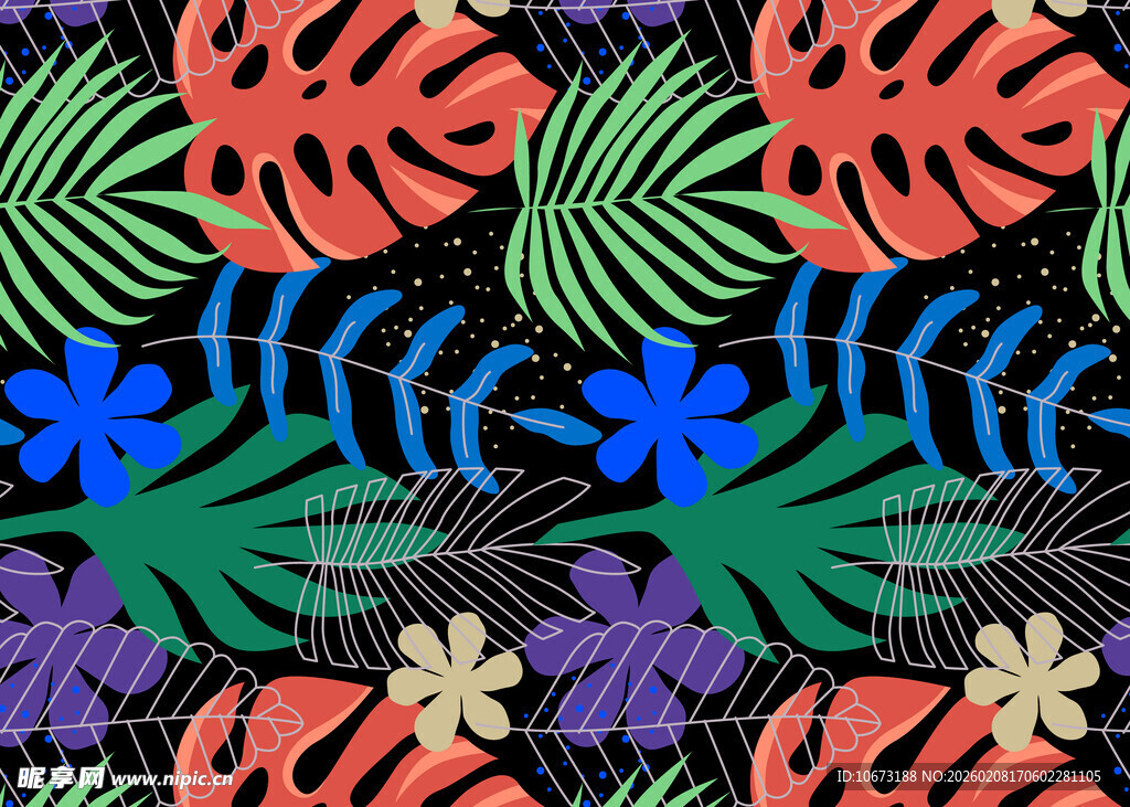 热带植物花卉图案设计