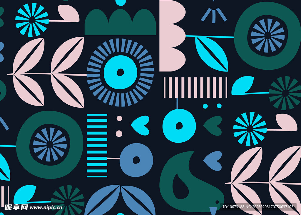 抽象几何花卉图案背景