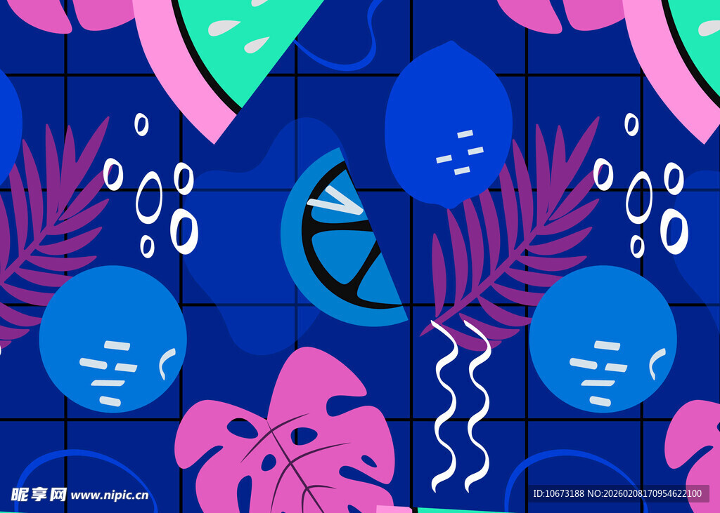 热带风情几何图案背景