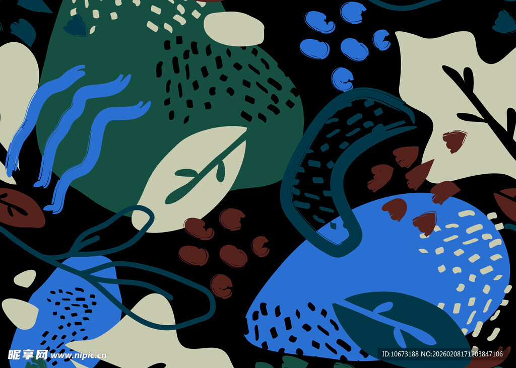 抽象多彩植物图案纹理