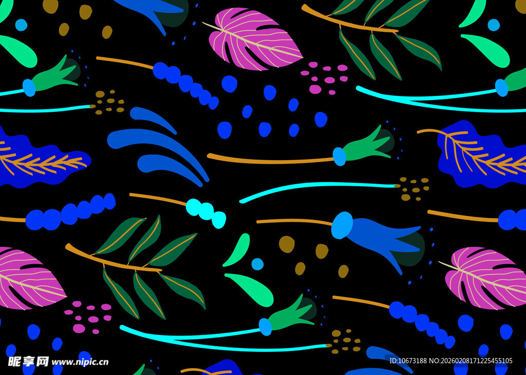 多彩花卉植物图案设计