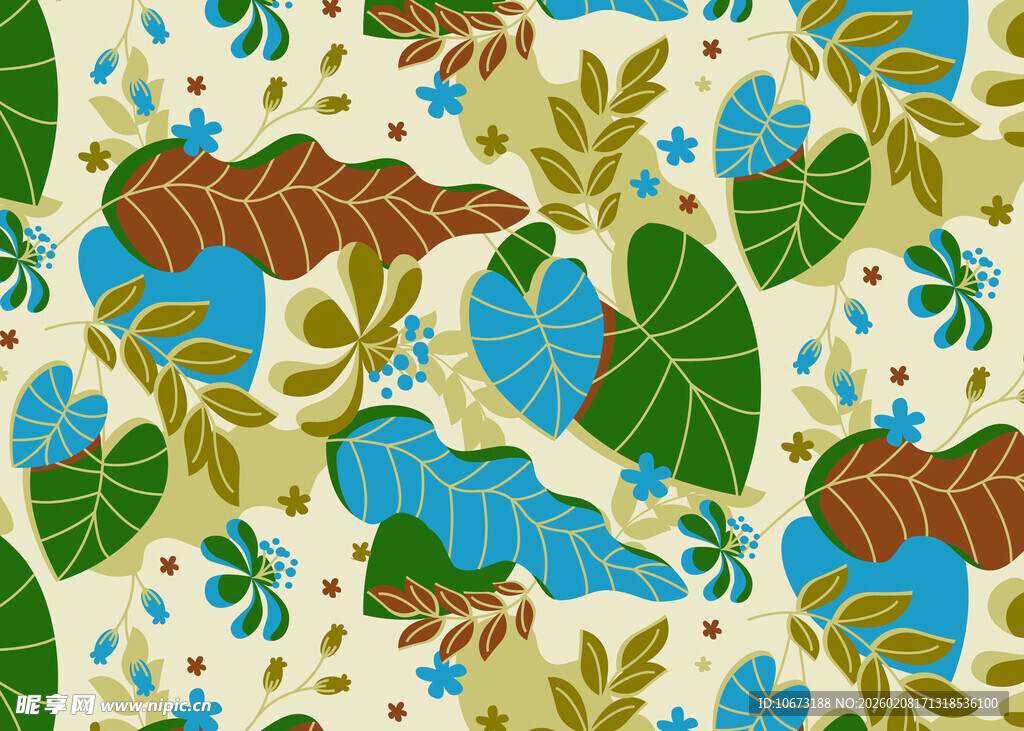 热带植物花卉无缝图案