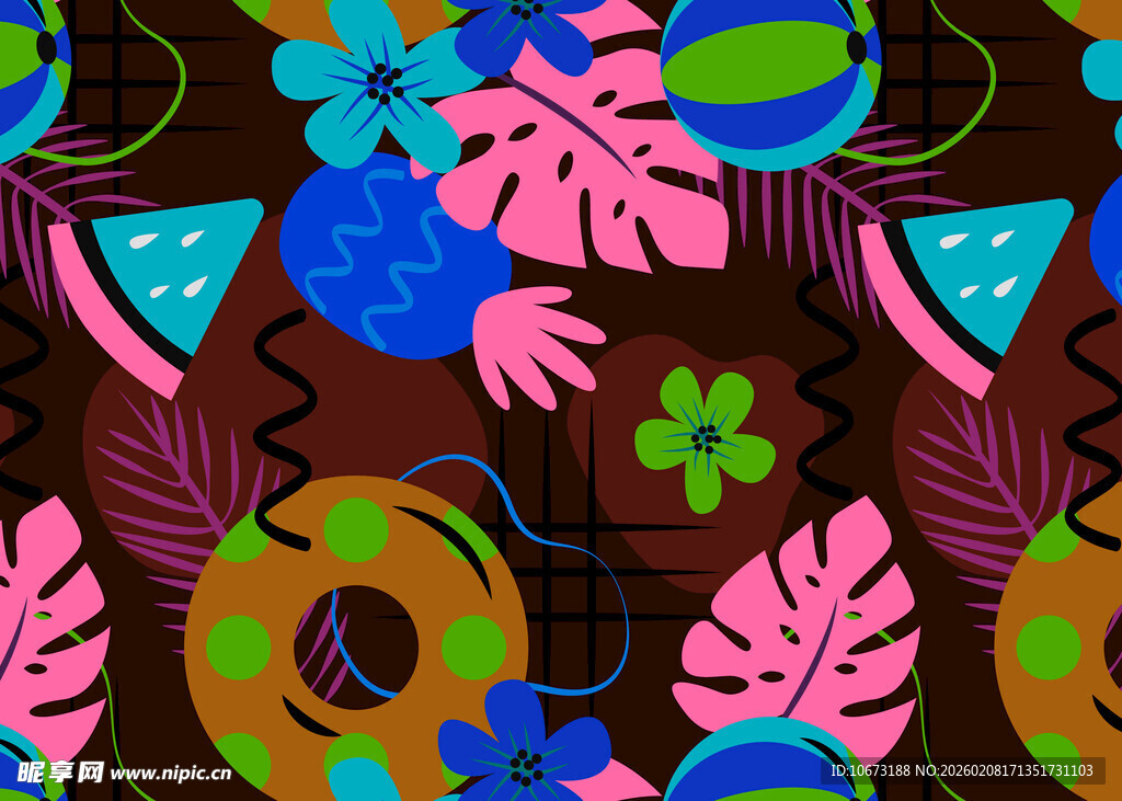 多彩热带风植物图案纹理