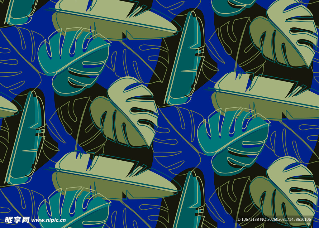 热带植物图案背景