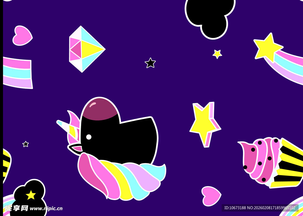 梦幻卡通图案装饰背景