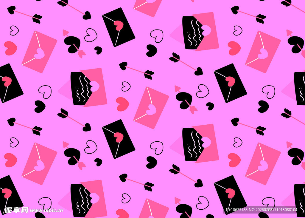 粉色背景爱心钱包图案