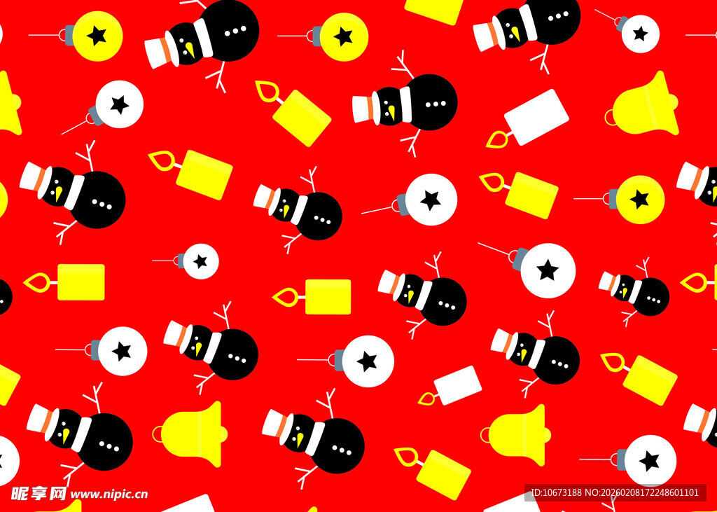 红色背景趣味图标图案