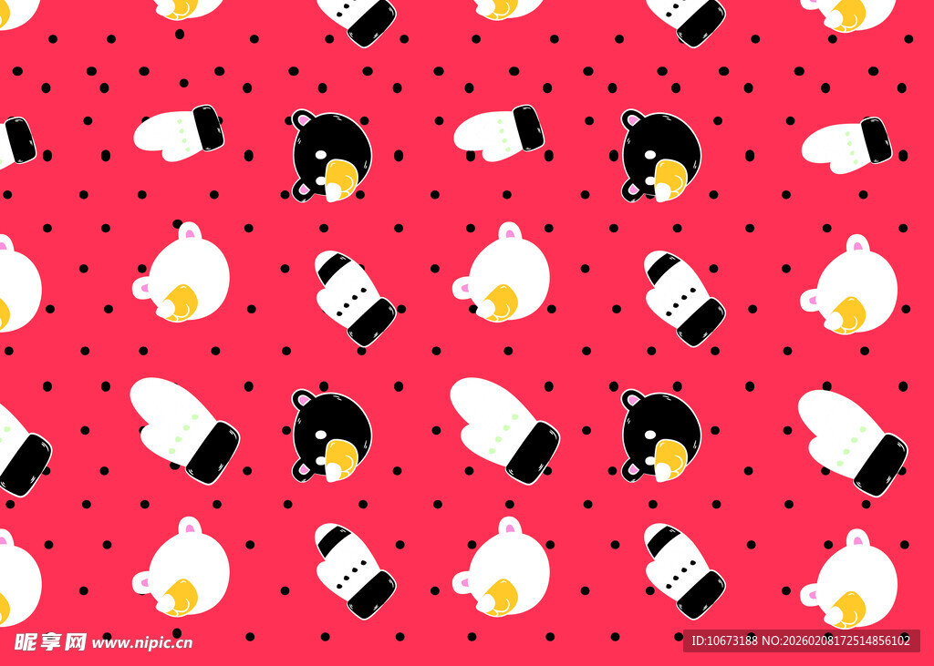 卡通厨具图案红色背景