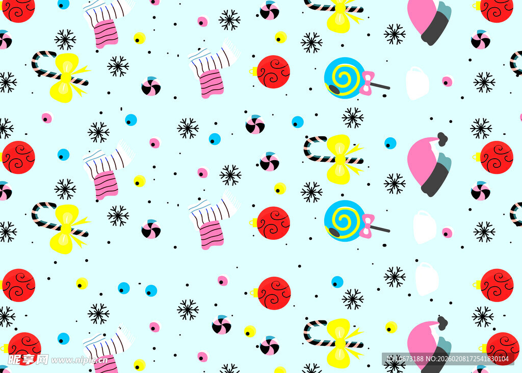 多彩波点雪花图案背景