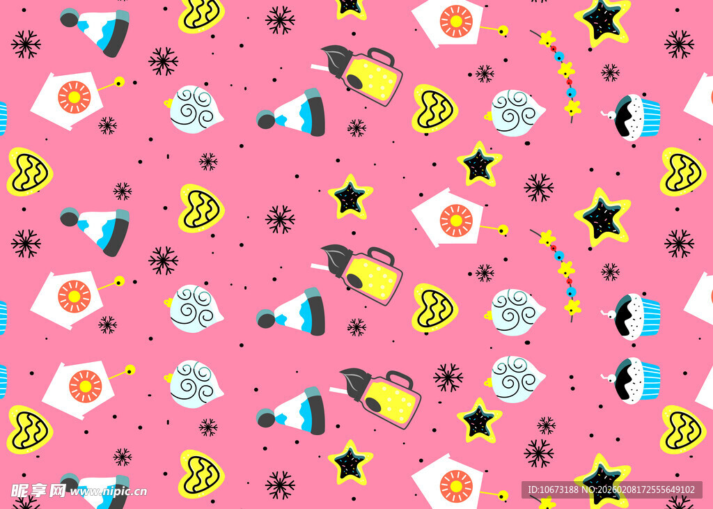 粉色卡通图案背景纹理
