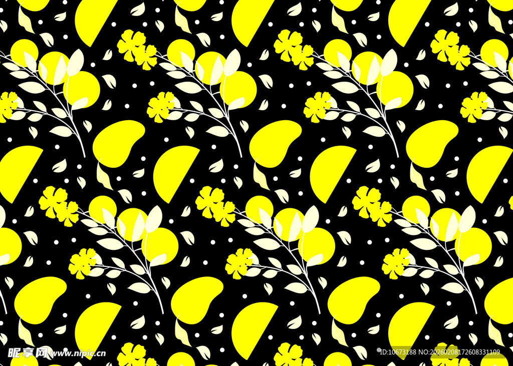 黄色水果图案印花布料