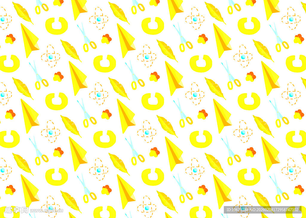 香蕉图案可爱无缝背景图